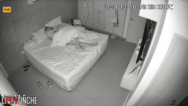 Naked chubby couple fucking passionately at night