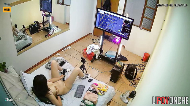 Naked webcam model earning money with her hot show on camera