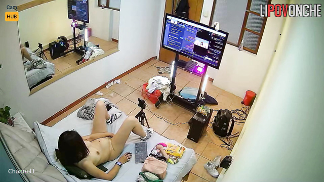 Naked webcam model earning money with her hot show on camera