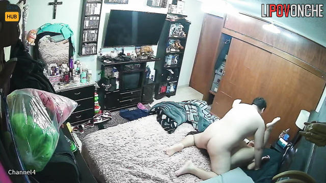 Naked mexican girl making blowjob standing on knees