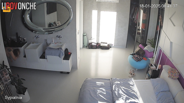 Lesbian couple dressing after woken up (live video)