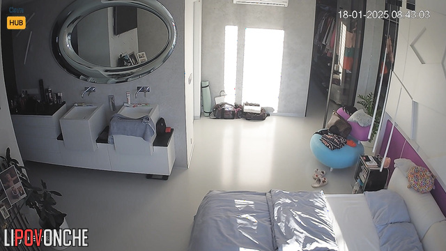 Lesbian couple dressing after woken up (live video)