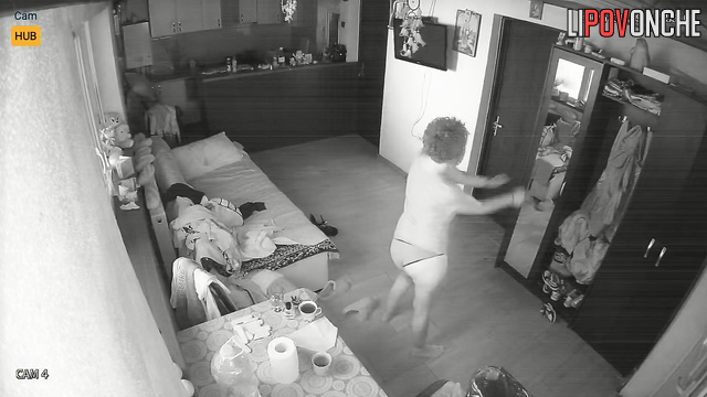 Lonely milf dancing alone in her apartment, cool video