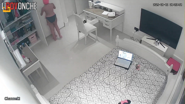 She getting dress waiting for her fucker - solo bedroom video
