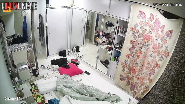Bedroom hidden video - someone watching her naked