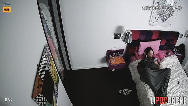 Lonely brunette is bored under the blanket, solo video