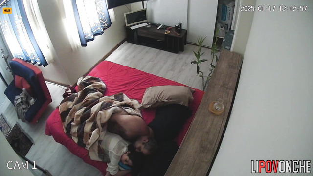 Guy teasing his sleeping girlfriend (bedroom video)