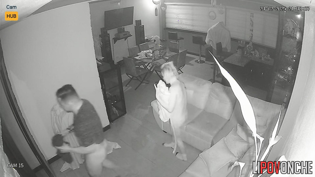 These two coming into living room on purpose to fuck on camera
