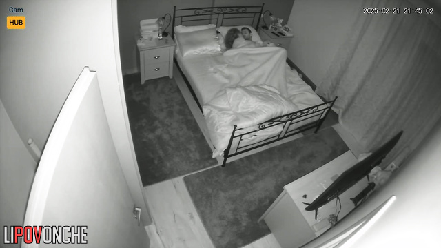 A young man actively fucks his skinny curly-haired wife with small tits