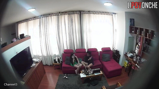 Hot interracial love in the huge living room (spy cam)
