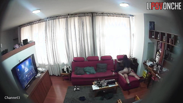 Hot interracial love in the huge living room (spy cam)