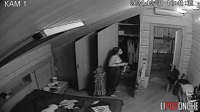 Friends are watching all her actions with a bedroom hidden cam