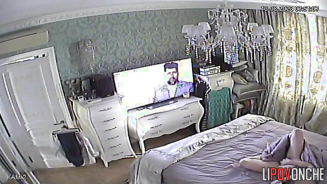 Lonely lady masturbating in nightgown (immediately after waking up)