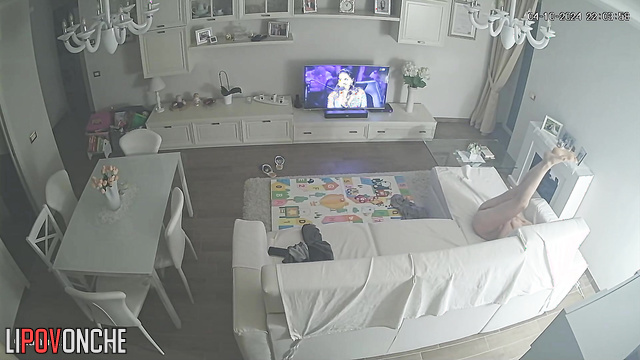 Friends are watching all their actions in the living room with a hidden cam