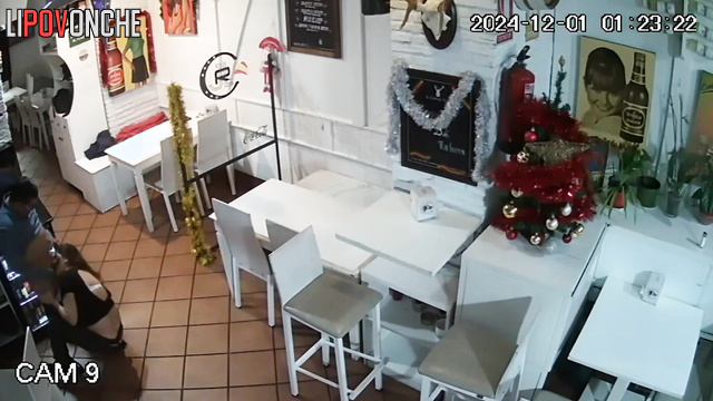 Boss always fucks her before her shift, cafe camera