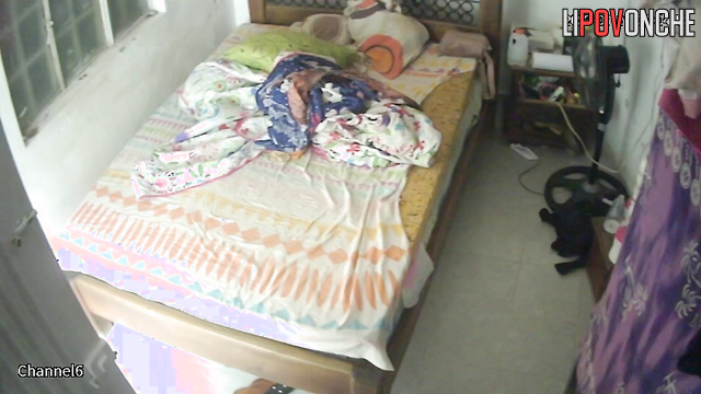 Woman with colored hair decided to dress after lying in bed all day