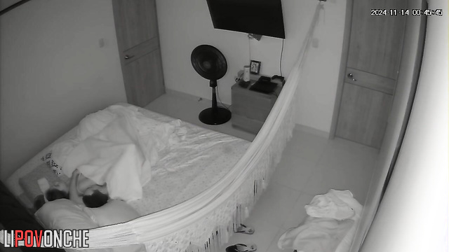 During sleep he touches her amazing body (video from bedroom)