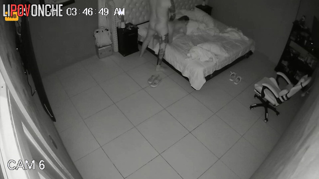 Lady chilling with her tattooed fucker in the cozy bedroom