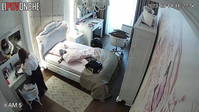 She's waiting for her boyfriend in the bedroom and he's late
