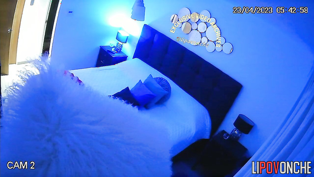 She lay down in a cozy bed and started chatting with her boyfriend
