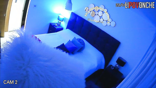 She lay down in a cozy bed and started chatting with her boyfriend