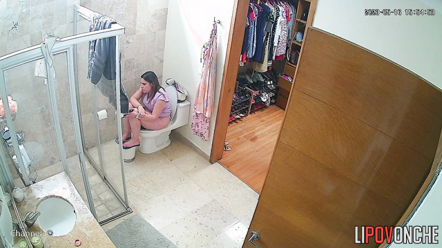 She can sit on the toilet for hours, hidden camera