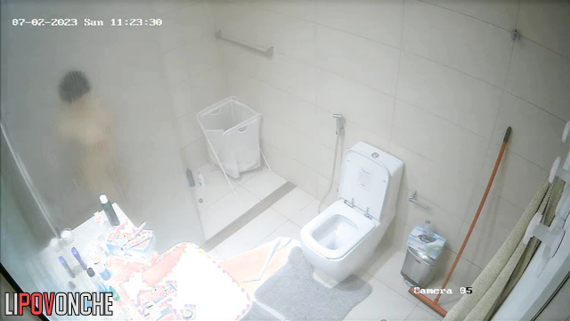 Lonely lady washed herself and didn't suspect anything bad