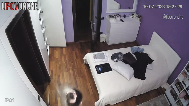Camera is already installed and young skinny babe doesn't even know it