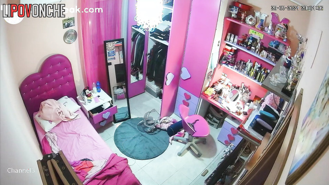 Pretty blonde dressing before romantic meeting, solo