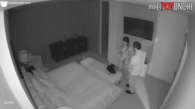 Hidden camera in a hotel: Elite prostitute serves a bearded client