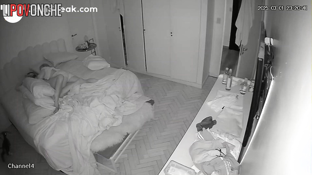 A cunning mistress keeps a bearded man awake with caresses and sex