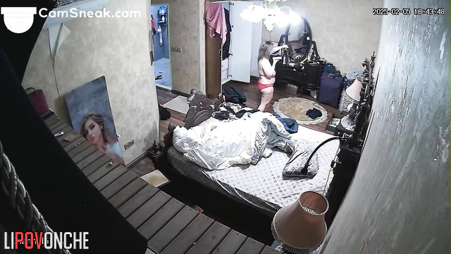 She walking around the room without a bra and talking on the phone