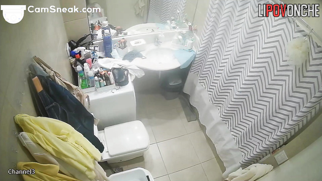 Naked beauty bathing after passionate sex, solo cam
