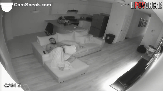 Bearded husband found his big cock in the mouth of his seductive wife