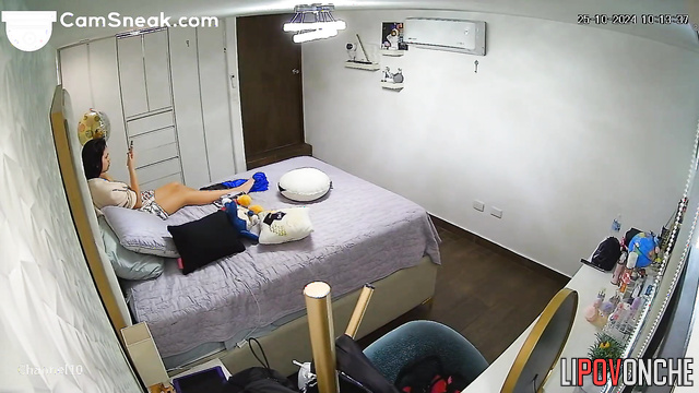 Naked brunette dressing for a special meeting, secret solo video