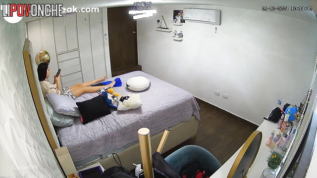 Naked brunette dressing for a special meeting, secret solo video