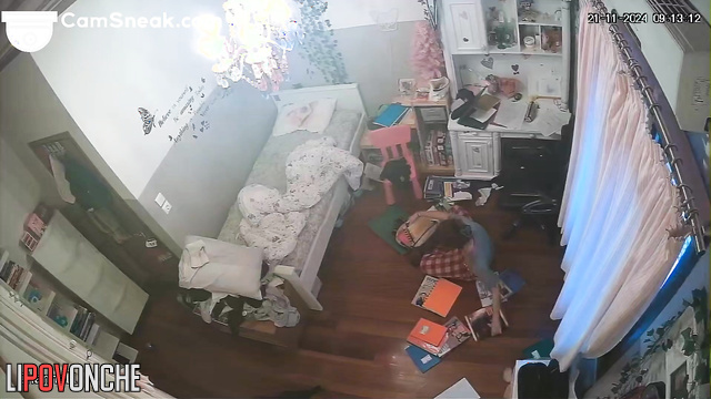 Teen changing her sexy clothes in her room - hidden cam
