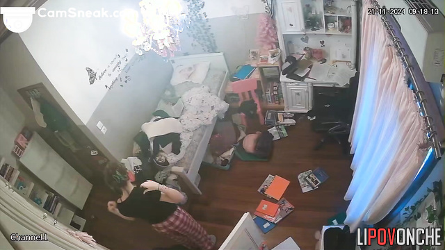 Teen changing her sexy clothes in her room - hidden cam