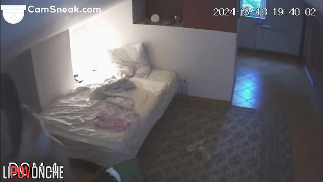 Juicy brunette chilling without panties alone, watch