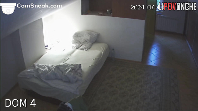 Juicy brunette chilling without panties alone, watch