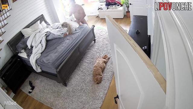 American couple having morning doggystyle fuck, look