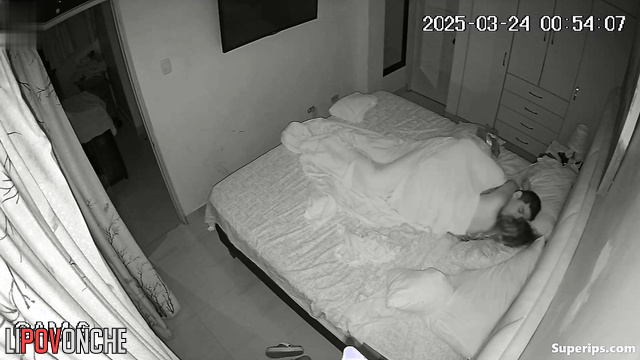 The husband is just about to go to sleep, but the wife has plans for sex