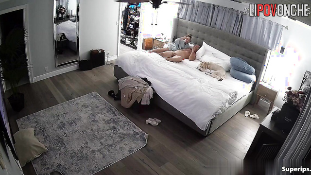 Private hidden camera video: Pregnant wife grooms her naked husband's face
