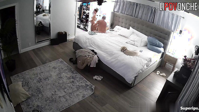 Private hidden camera video: Pregnant wife grooms her naked husband's face