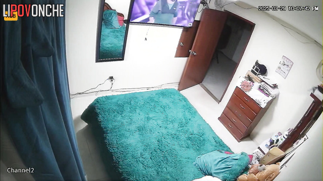 Man fucking his woman and watching tv at the same time