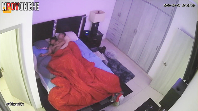 A sleepy husband put his hand down on his chubby Mexican wife's cunt