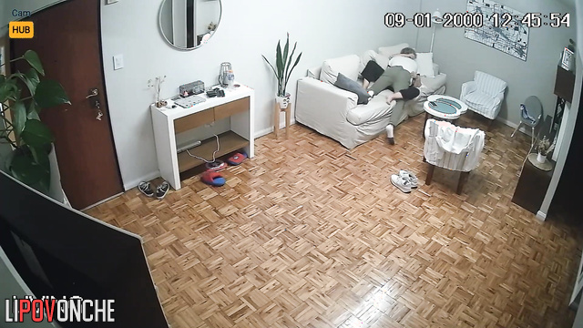 Curly-haired buddy fucks shy Argentine girlfriend right in the living room