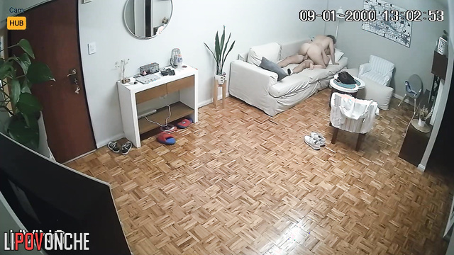 Curly-haired buddy fucks shy Argentine girlfriend right in the living room