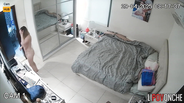 Private video of a big-breasted blonde getting dressed after a shower