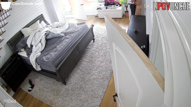 Slim girl leaned on the bed and enjoyed hot fuck, look